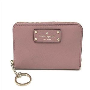 Kate Spade Dusty Peony Dani Grove Street Leather Key Ring Wallet